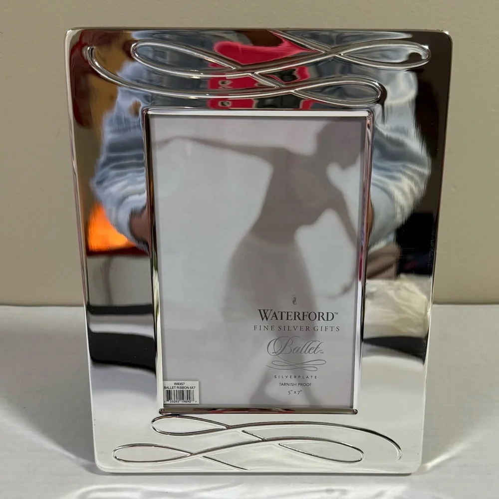 Vintage Waterford Ballet Ribbon Silver 5x7 Picture Frame Wedding Engagement