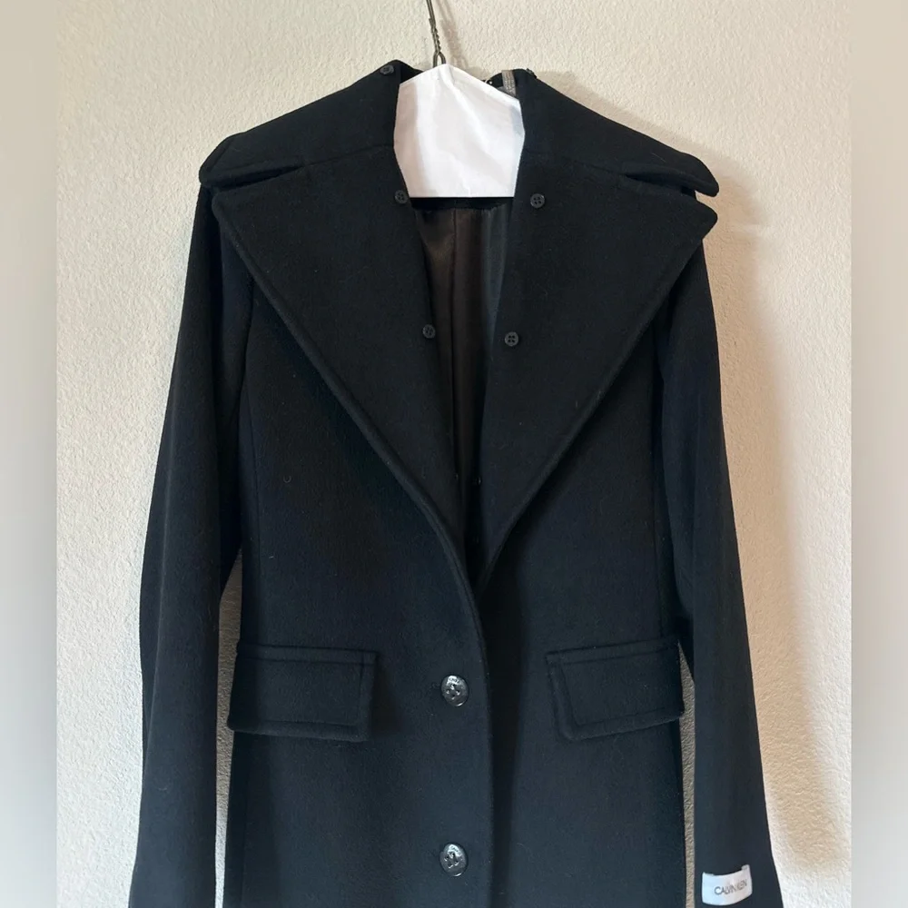 Calvin Klein Black Wool Coat