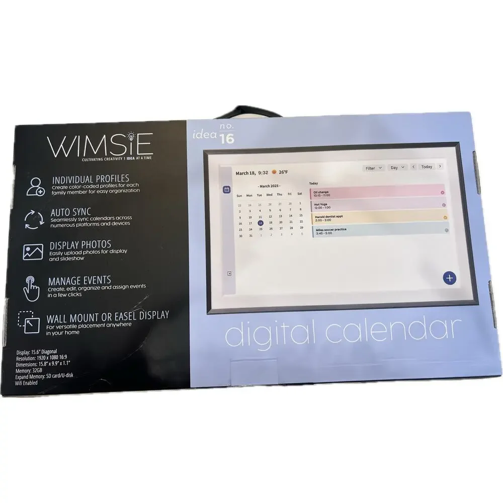 15” Digital Calendar, Chore chart, Wall/Easel Mount Display, Display Photos