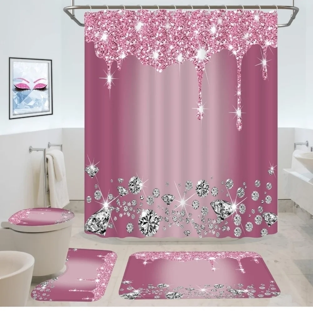 Glitter diamond shower curtain