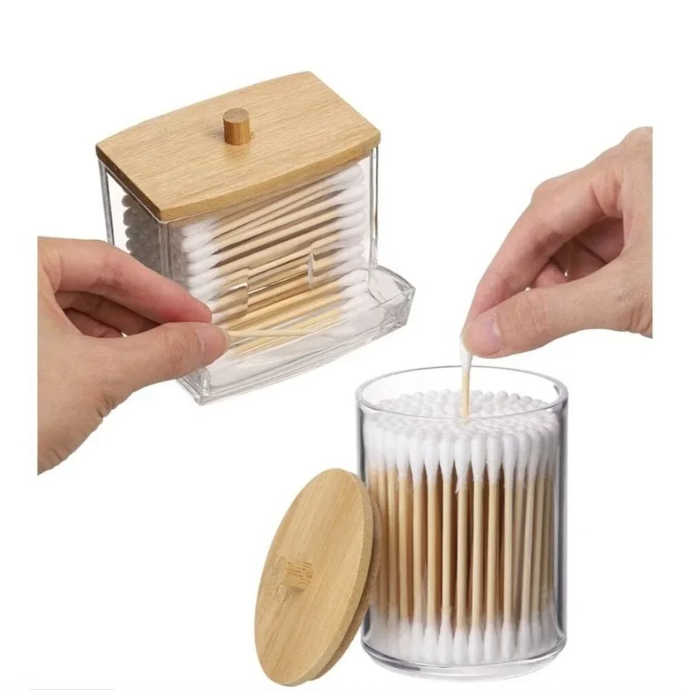 3 Pack Q-Tips Dispenser Bathroom Container Cotton Ball Holder Jar Organizer