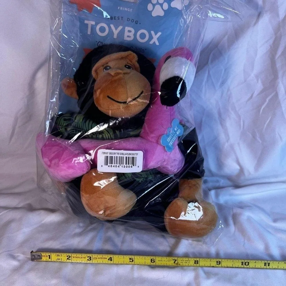 Fringe Studio Gregory the Gorilla Plush Dog Toy Large Pink Flamingo NWT 728007
