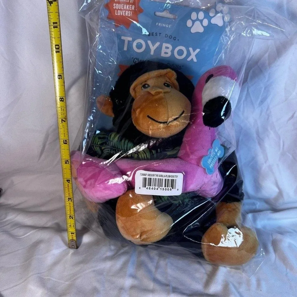 Fringe Studio Gregory the Gorilla Plush Dog Toy Large Pink Flamingo NWT 728007