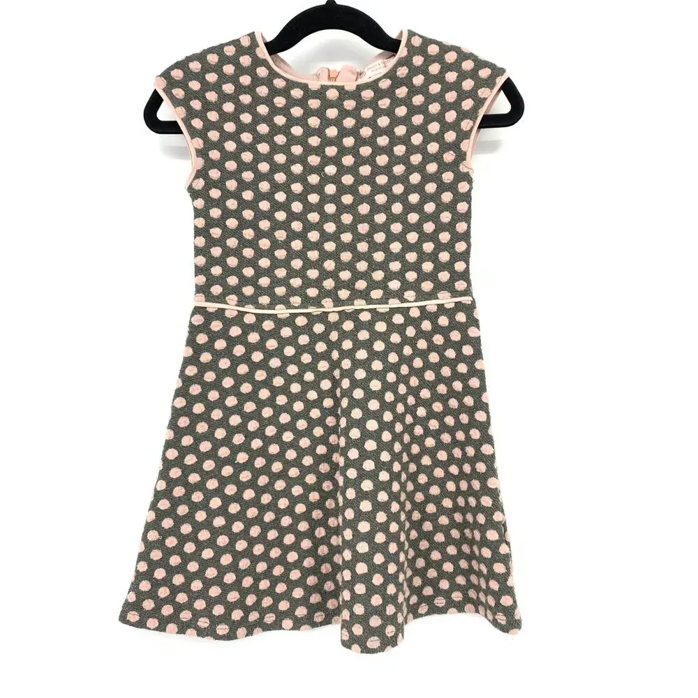C&A Smart & Pretty Fit & Flare Dress Girls Size 104 US 4T Gray Pink Polka Dot