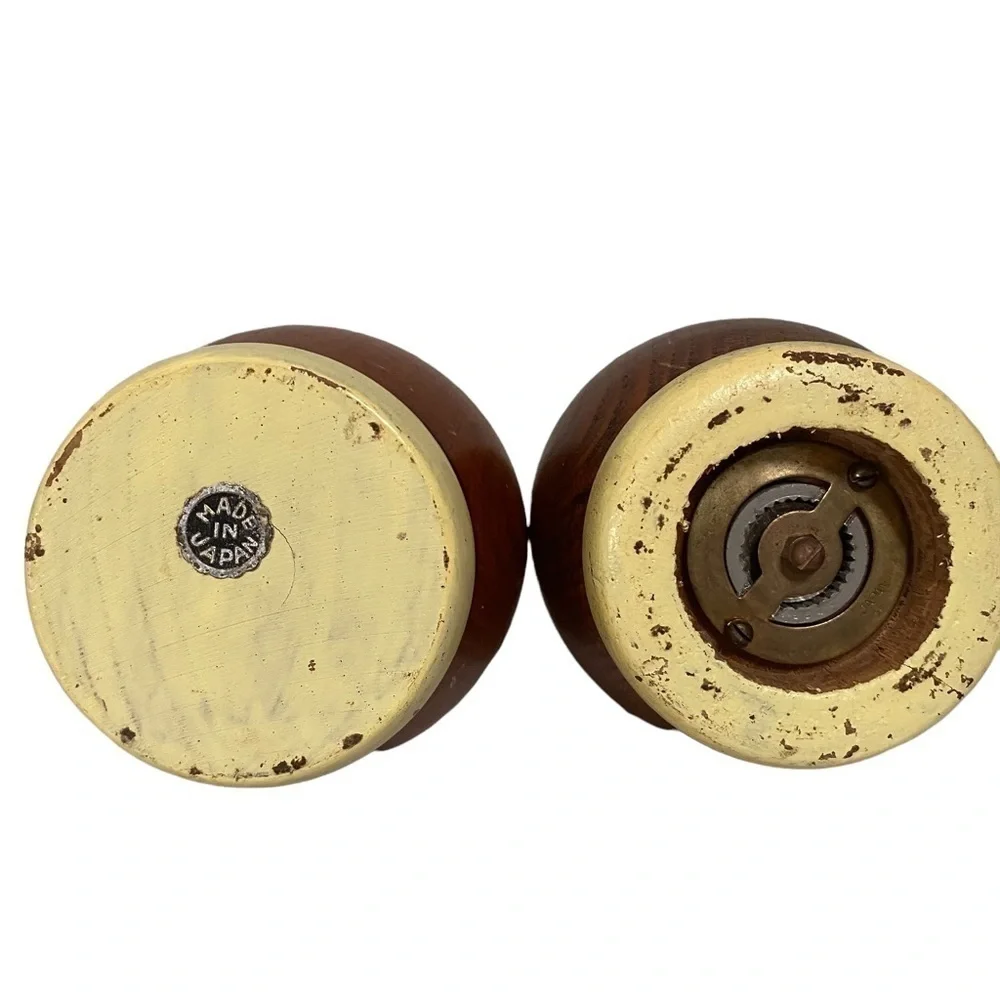 Vintage Wood Turned Salt & Pepper Shakers Made in Japan