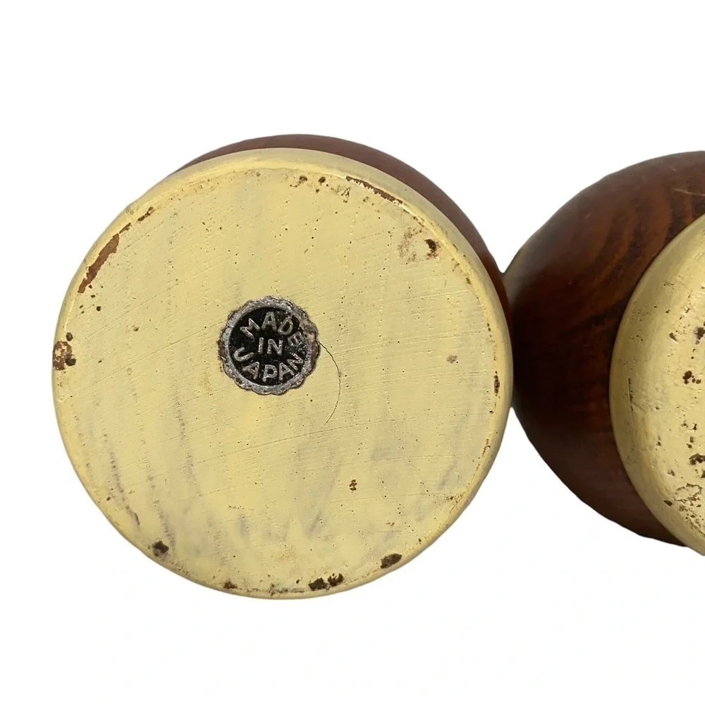 Vintage Wood Turned Salt & Pepper Shakers Made in Japan