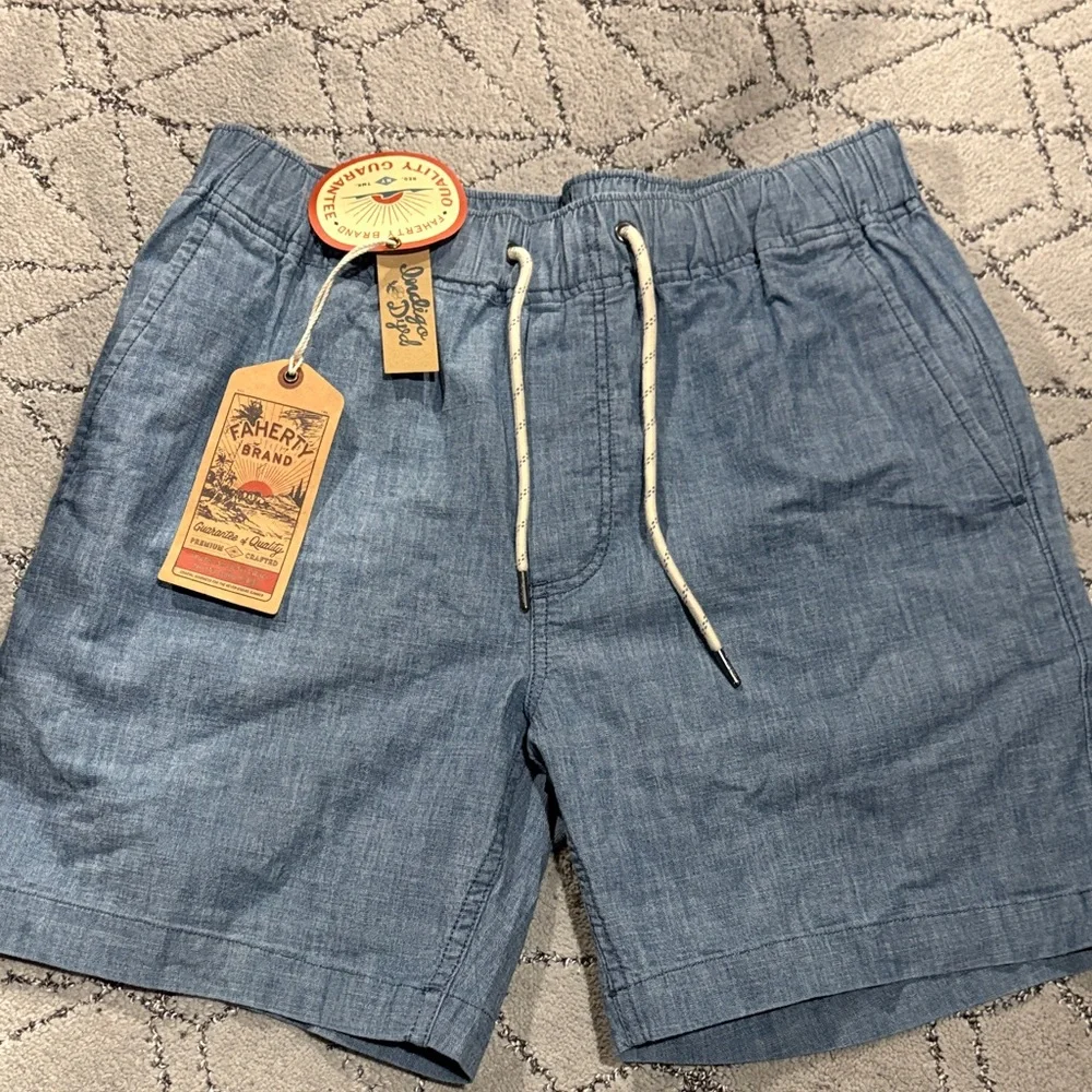 Faherty Blue Flat Front Men Shorts