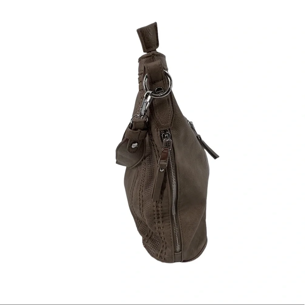 Antik Kraft Tan Leather Zipper Top Hobo Bag Purse Women's