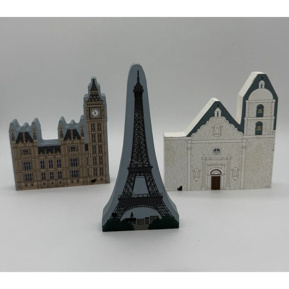 Cat's Meow‎ Big Ben Eiffel Tower California Mission Wood Set