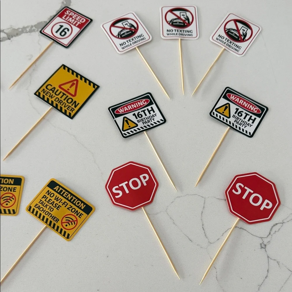 16th Birthday Party cake/cupcake toppers