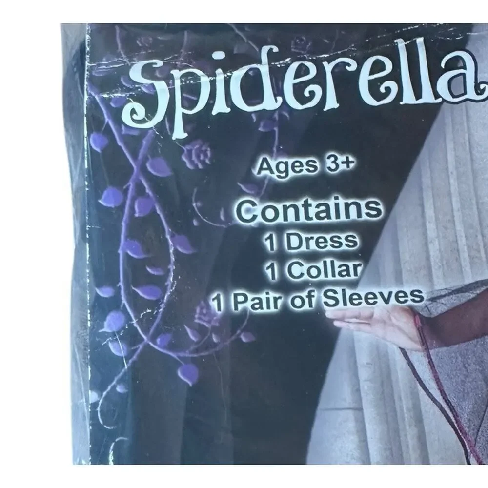 NEW Spiderella Goth Witch Halloween Costume Black Purple Lace Girls Size L 10-12