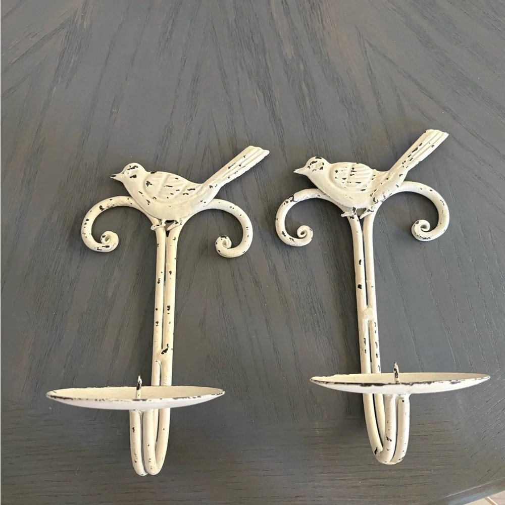 Distressed Cream Bird Wall sconce