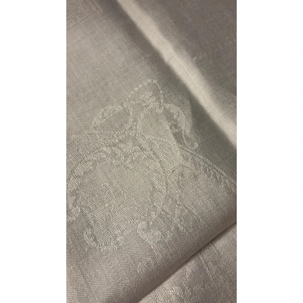 Vintage White Damask Napkins Hemstitched Fleur de Lis European Linen Set of 6