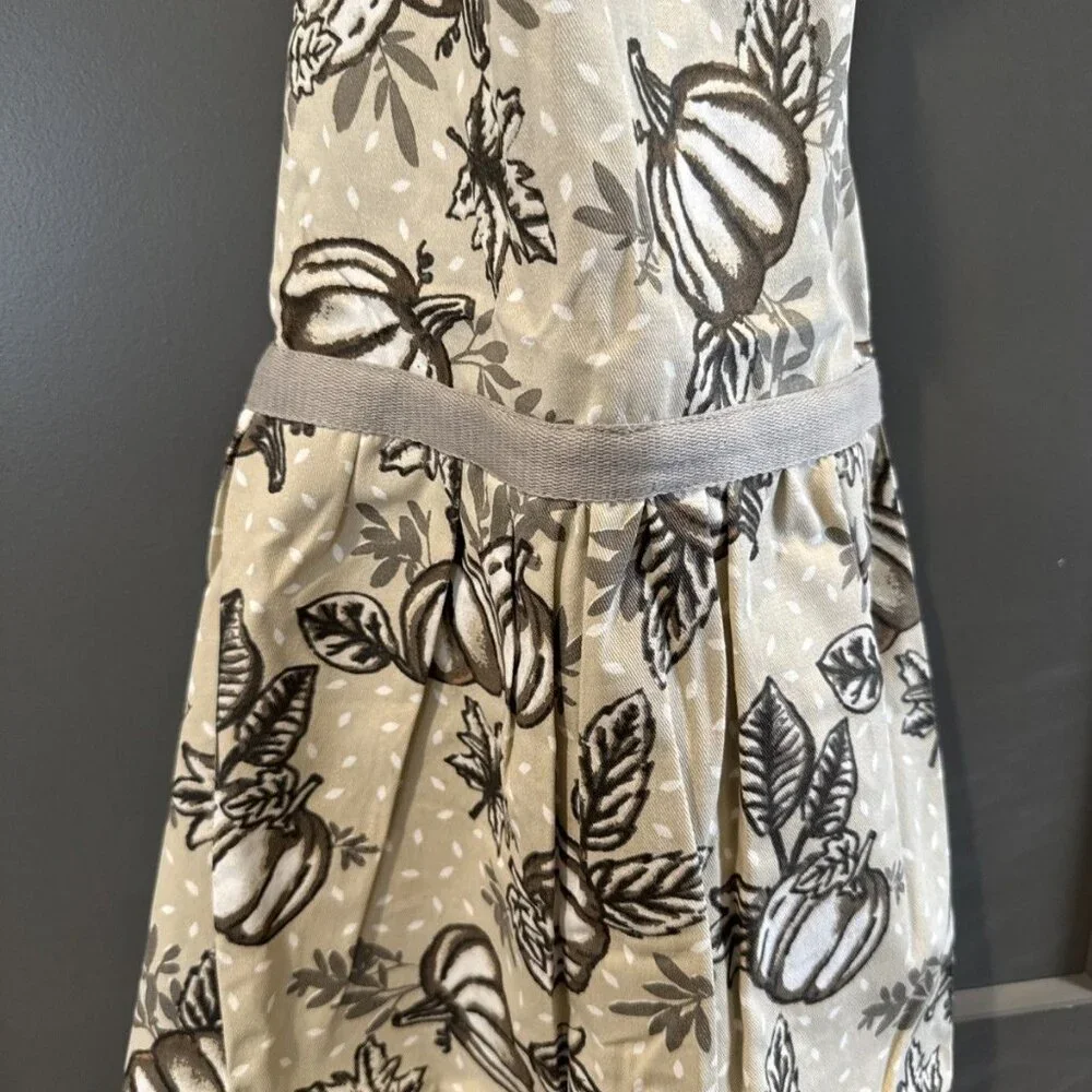 Nordstrom Thanksgiving Apron Kitchen Bib Pumpkin Patch Harvest Cotton Fall Beige