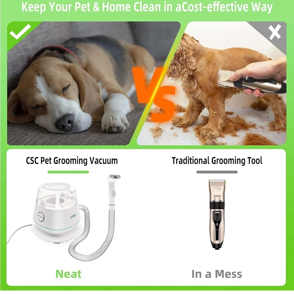 Aproth 5-in-1 Pet Grooming Vacuum Kit Low Noise Dog Cat Grooming System Clipper