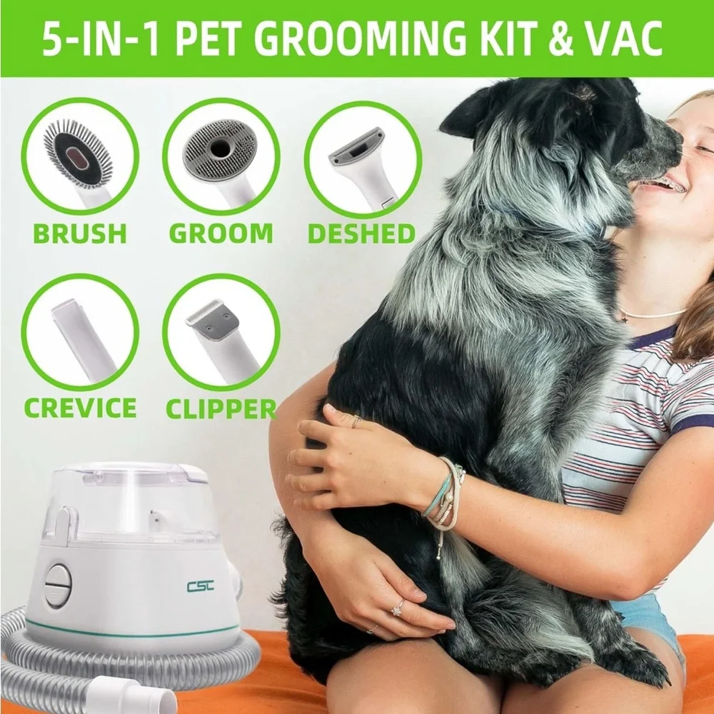 Aproth 5-in-1 Pet Grooming Vacuum Kit Low Noise Dog Cat Grooming System Clipper