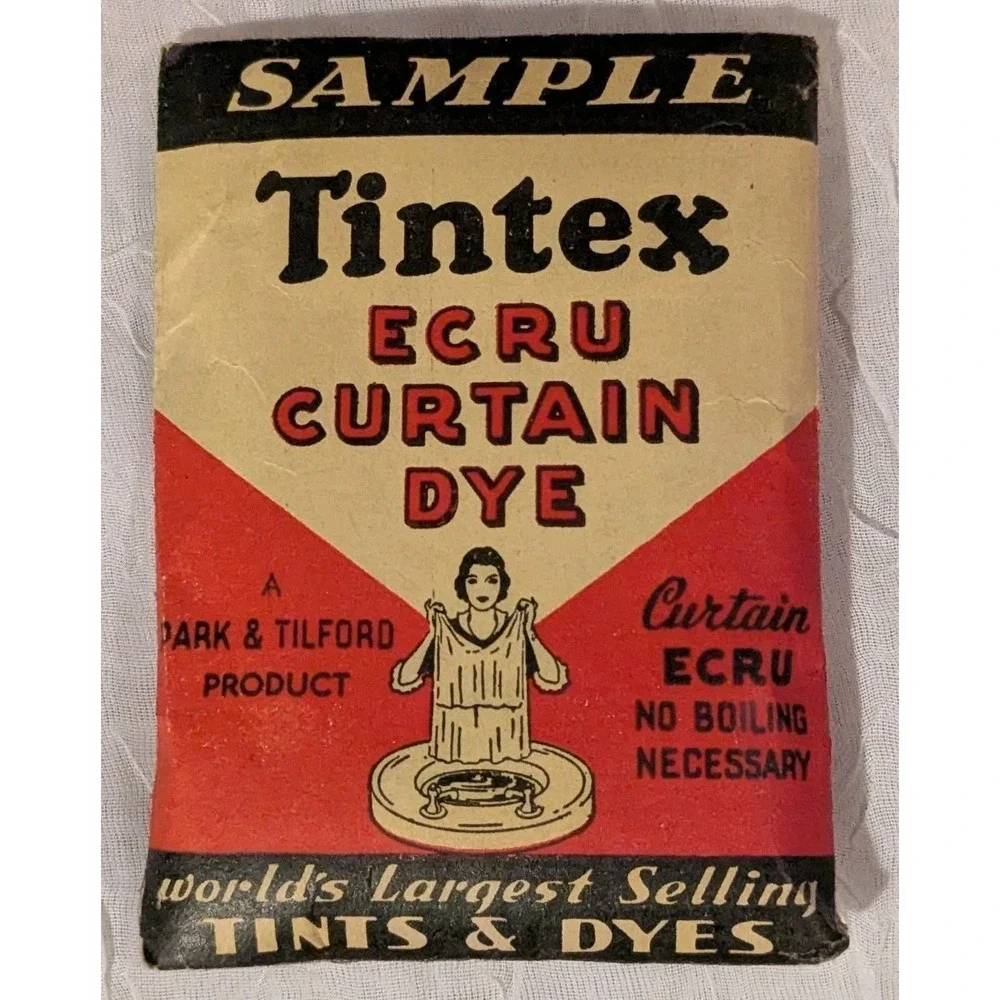 Vtg Tintex Ecru Curtain Dye Sample Envelope Park & Tilford 1950s Ephemera USA