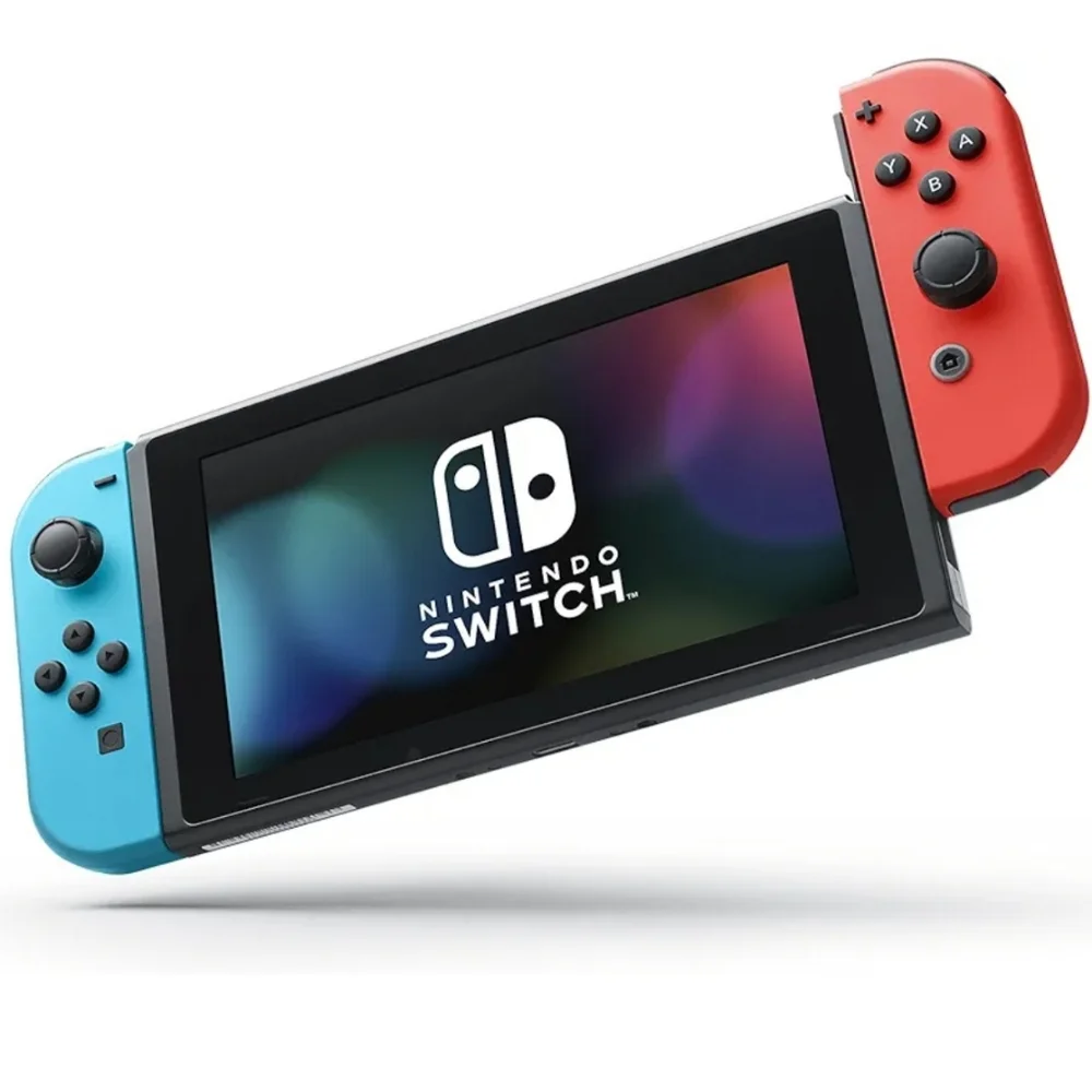 Nintendo Switch Console with Vibrant Red Blue Controllers (Free 2 New Games&Case