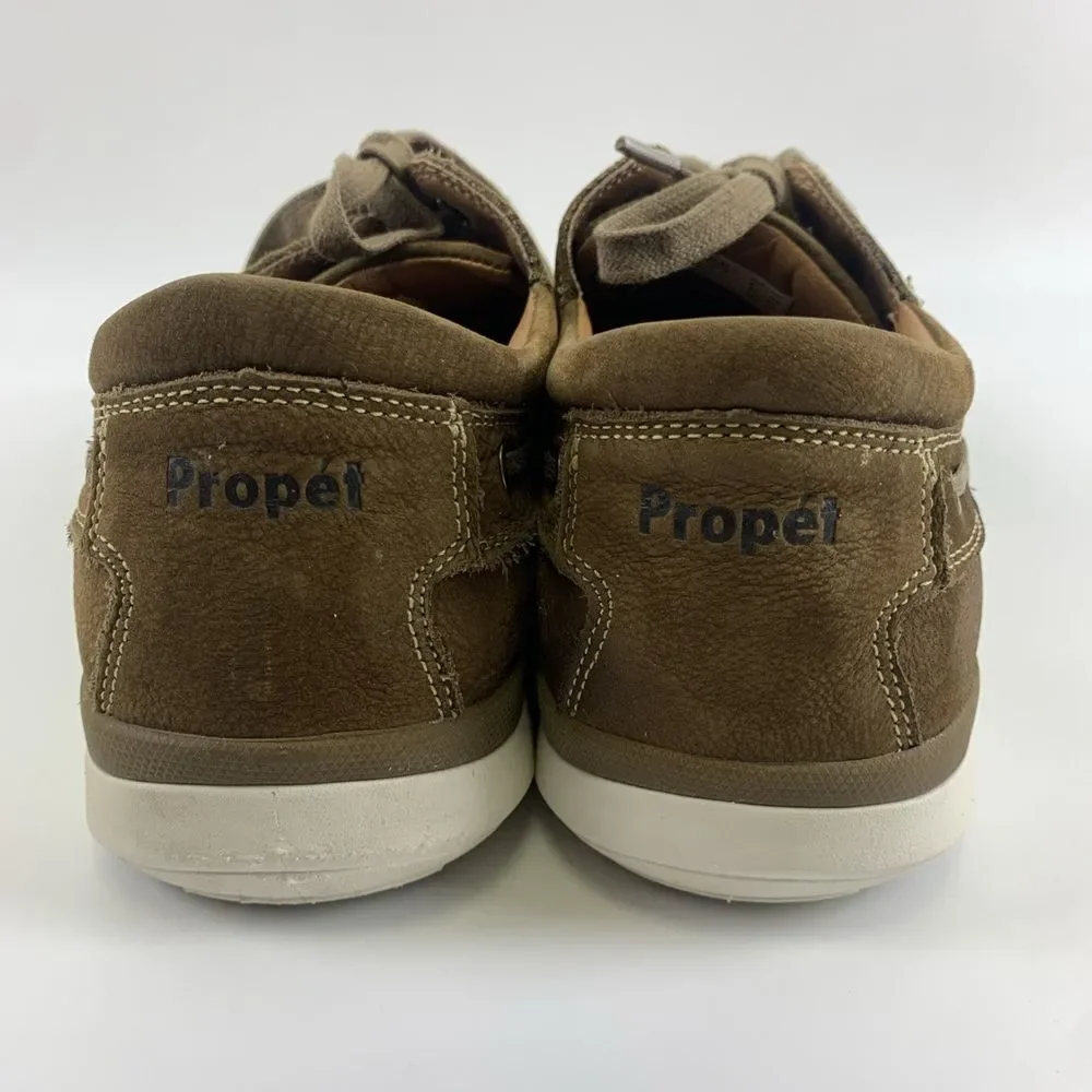 Propet Pomeroy Boat Shoe Brown Timber Leather Lace Up Casual Mens 8.5 XX (5E)