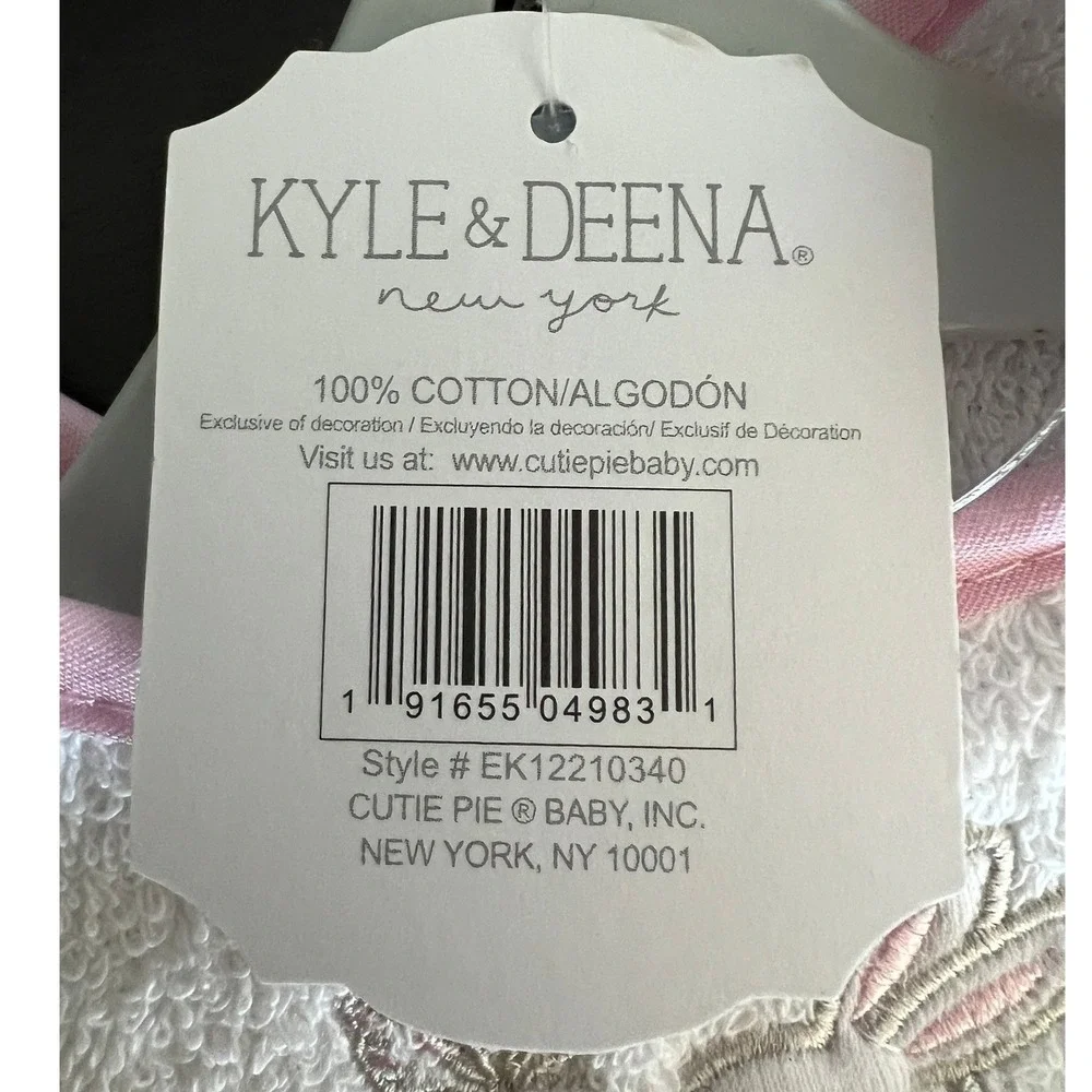Kyle & Deena Bib Baby OS White Pink Brand New Bunny Floral Scalloped EK12210340