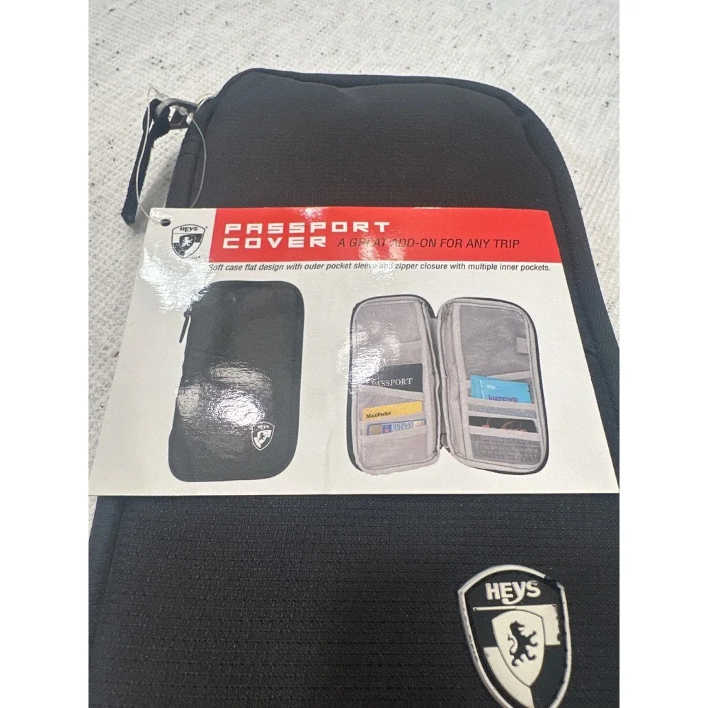 HEYS Black Passport Cover Organizer Travel Pouch Case Holder NWT bag