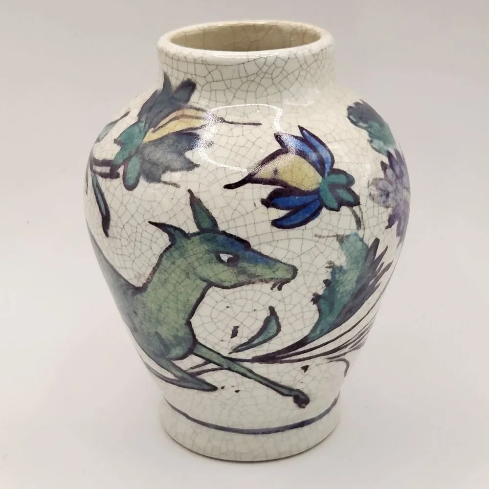 Pottery Barn Iznik Style Crackle Effect Deer Ceramic 5