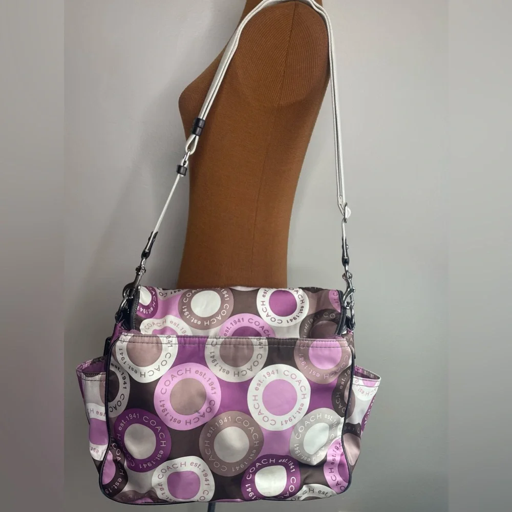 Coach Signature Snaphead Pink Multifunction (Diaper) Messenger Bag