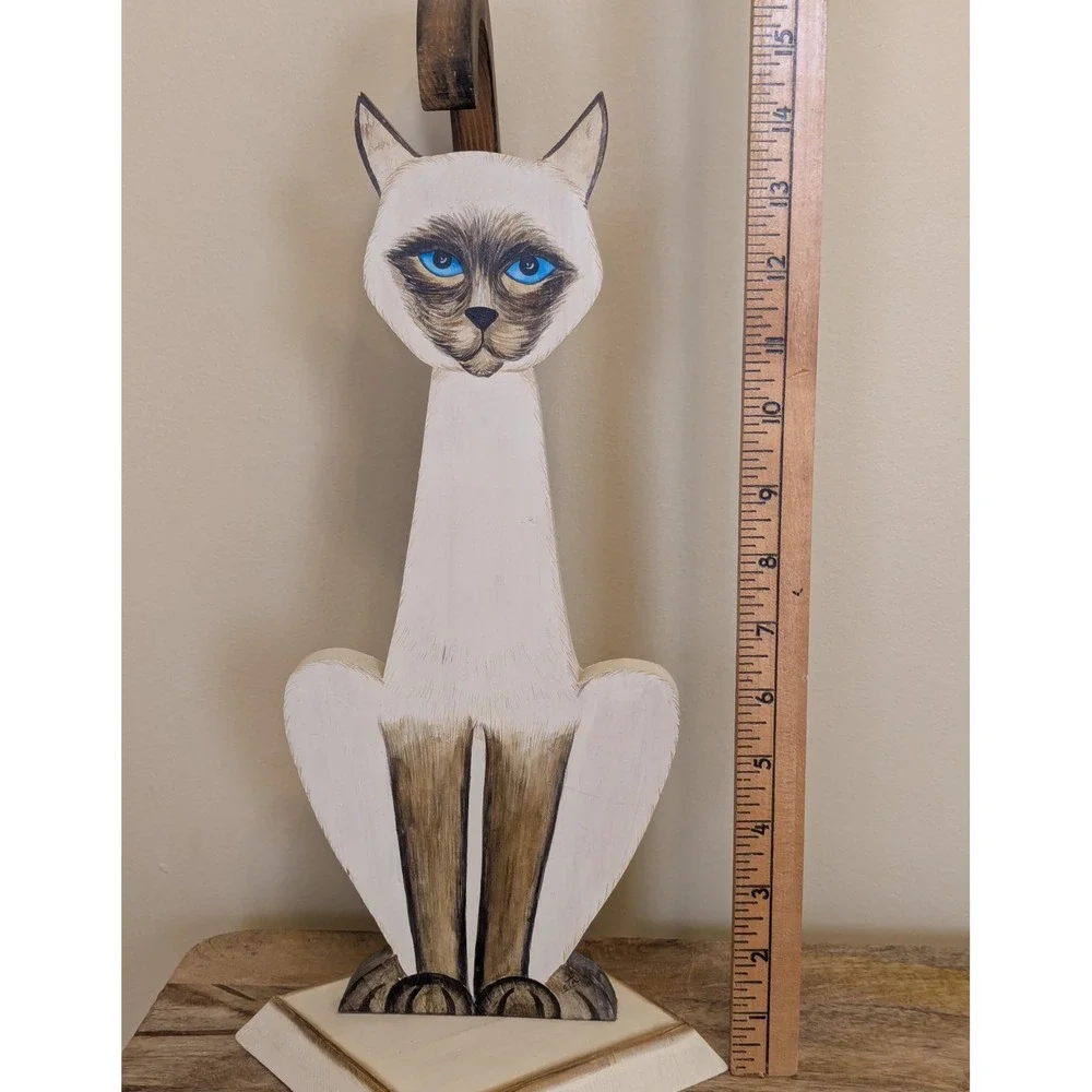 Vintage Siamese Cat Hand Painted Wood Cutout 17
