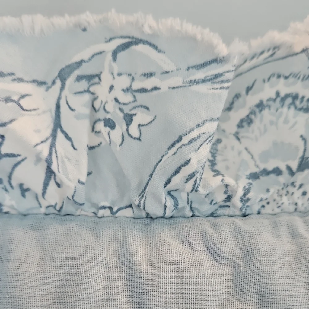 Rachel Zoe Floral Blues White Quilted Shabby Chic Twin Coverlet Pillow Sham Set