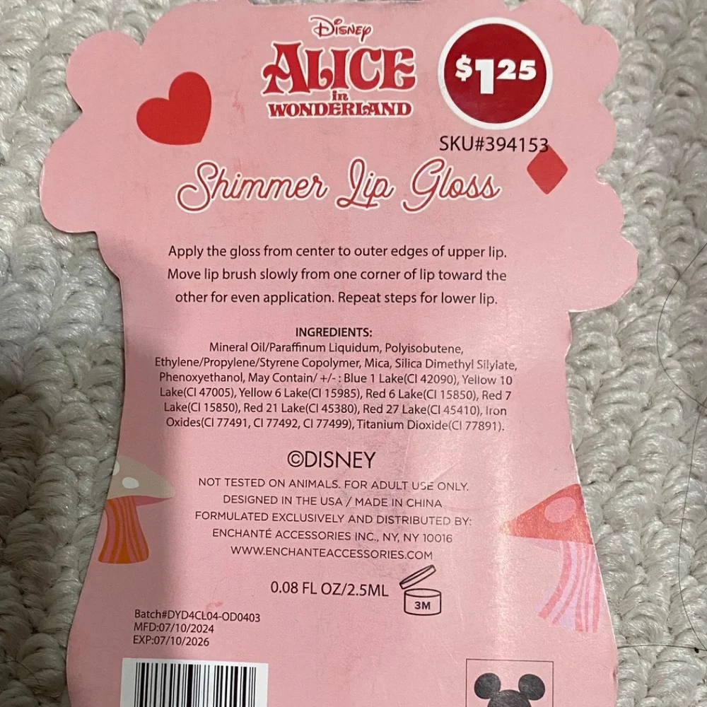 Alice in Wonderland 3 set of lipglosses
