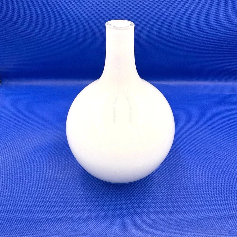 IKEA‎ Salong MCM Style Handmade Opaque White Cased Glass Vase, 8