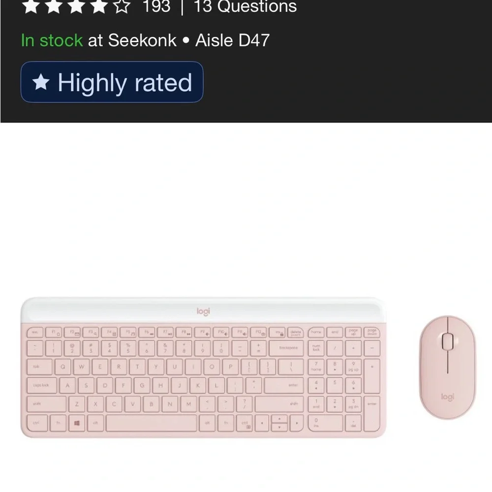 Logitech MK470 Slim Combo Wireless Keyboard and Mouse - Pink