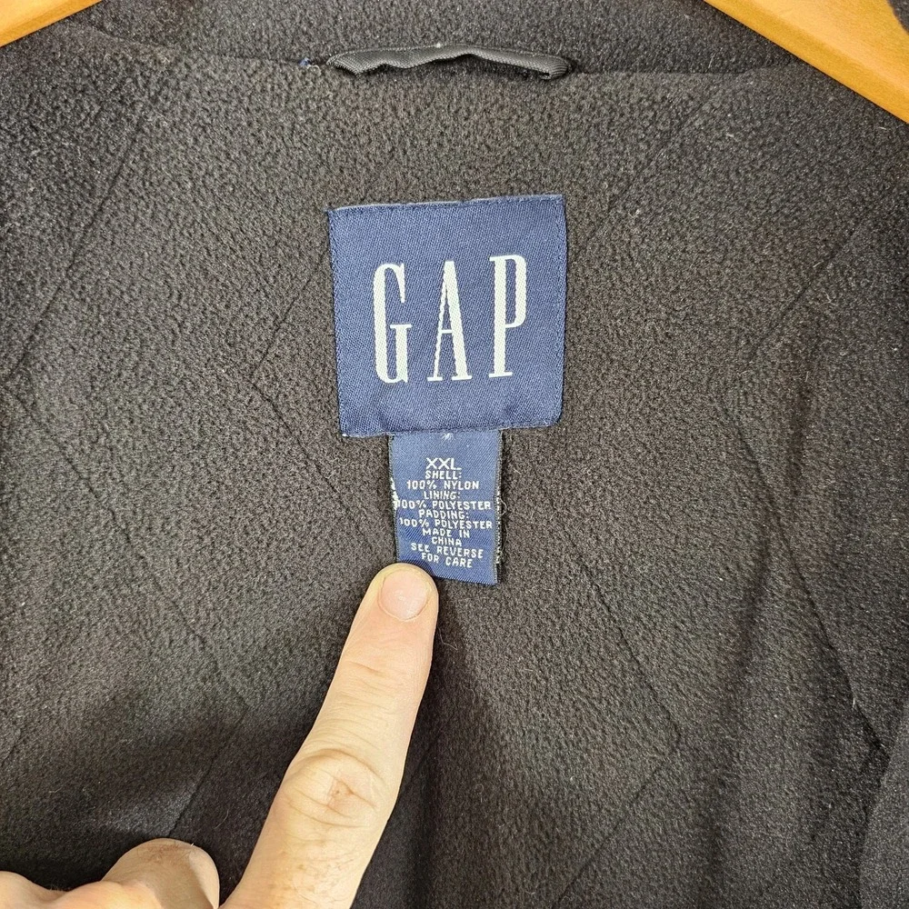 Vintage GAP Vest Mens XXL Black Fleece Lined Utility‎ Multi Pocket Full Zip
