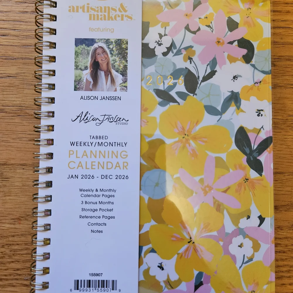 Alison Janssen 2026 Floral Weekly Monthly Planning Calendar