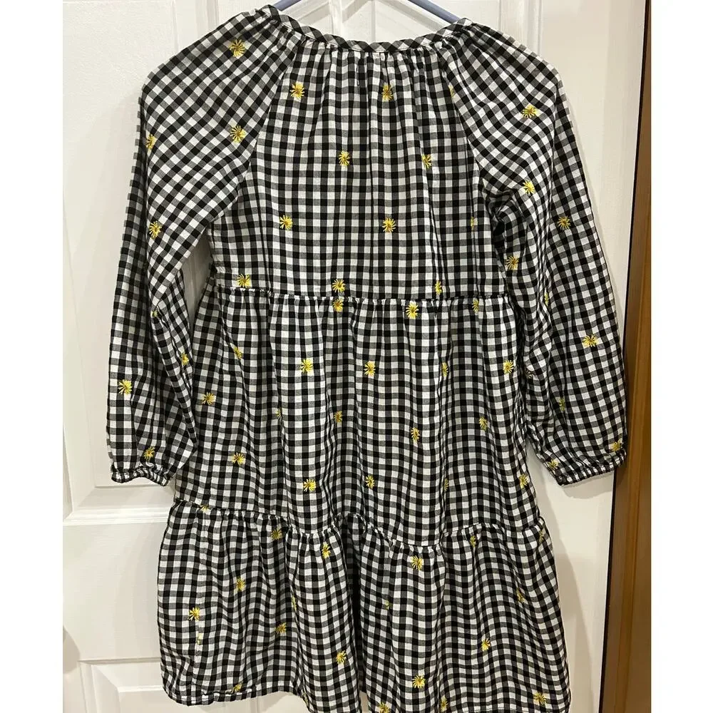Old Navy Tiered dress yellow embroidered flowers babydoll L