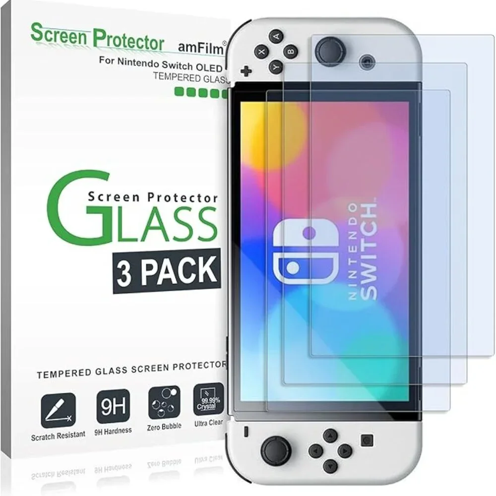 NWT amFilm Nintendo Switch Tempered Glass Screen Protector Compatible 7'' (2021)