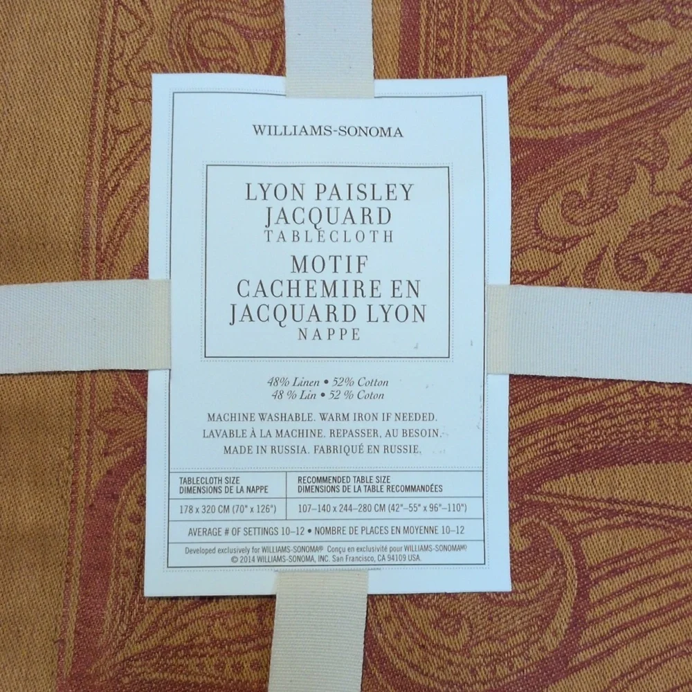 Williams Sonoma Lyon Paisley Jacquard Tablecloth 70