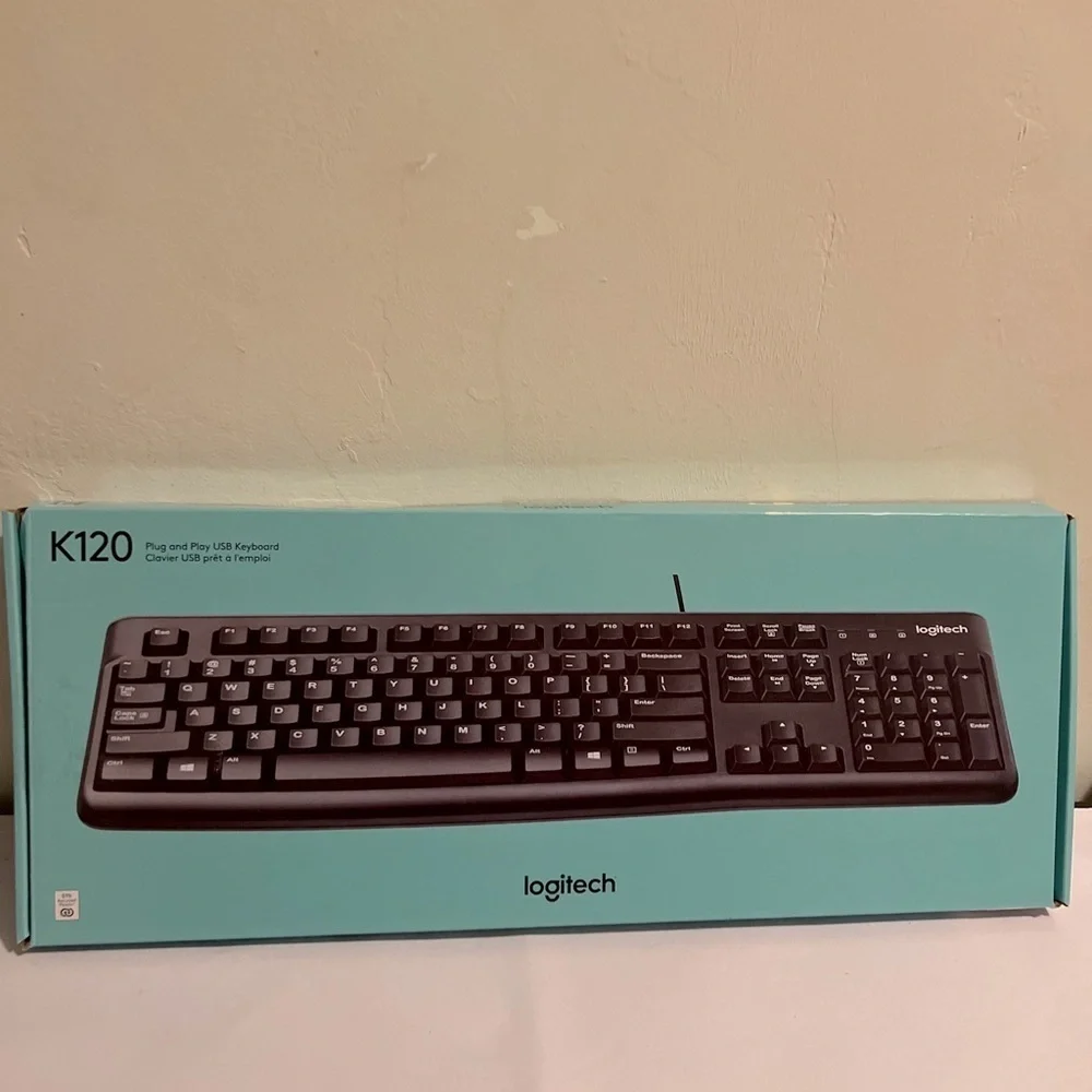 Logitech K120 Full-size USB Wired Membrane Keyboard For PC Spill-Resistant NEW