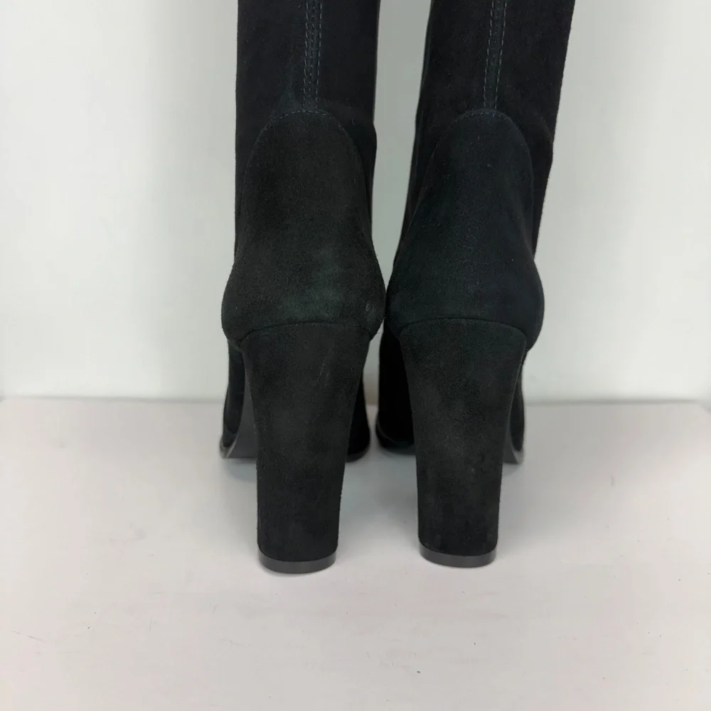 New Stuart Weitzman Highland Over The Knee Boot Black Suede Sz 9