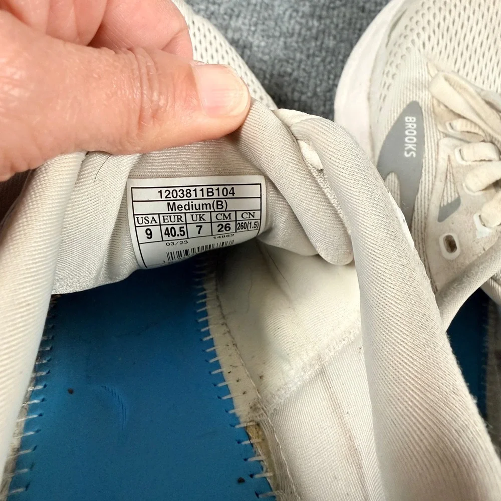 Brooks Womens Size 9 Adrenaline Gts 23 Sneakers White Silver Running Lace Up