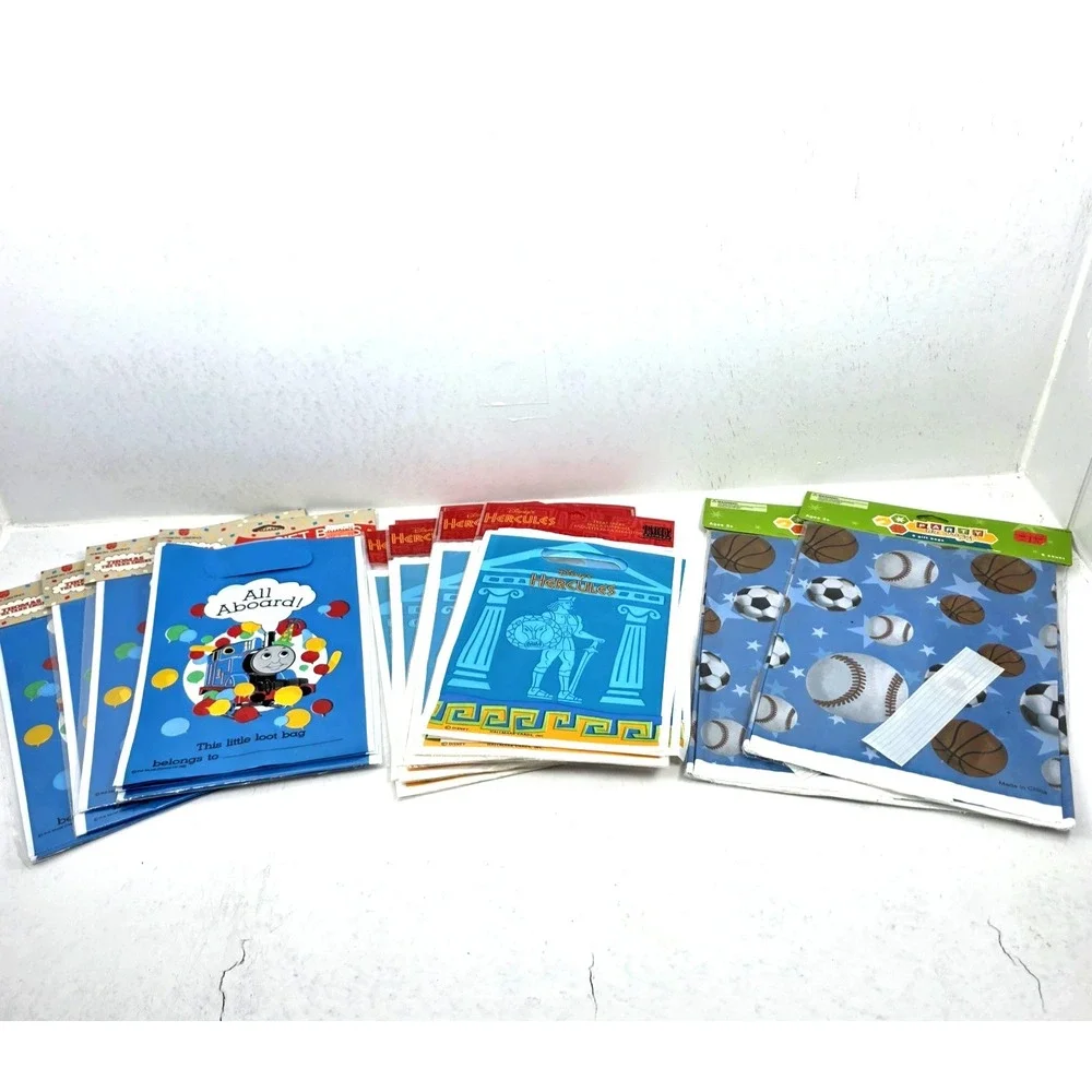 Vtg Lot of 123 Party Treat Favors Bags Thomas The Tank Disney Hercules Baseball