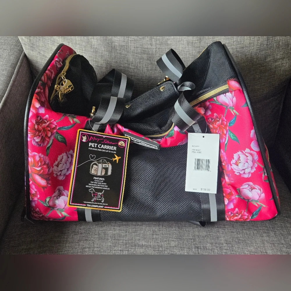 Betsey Johnson floral pet carrier NWT