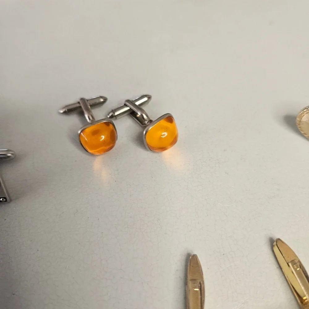Vintage Mens Cufflinks Tie Clip Lapel Pin Lot Gold Silver Tone Formal Jewelry