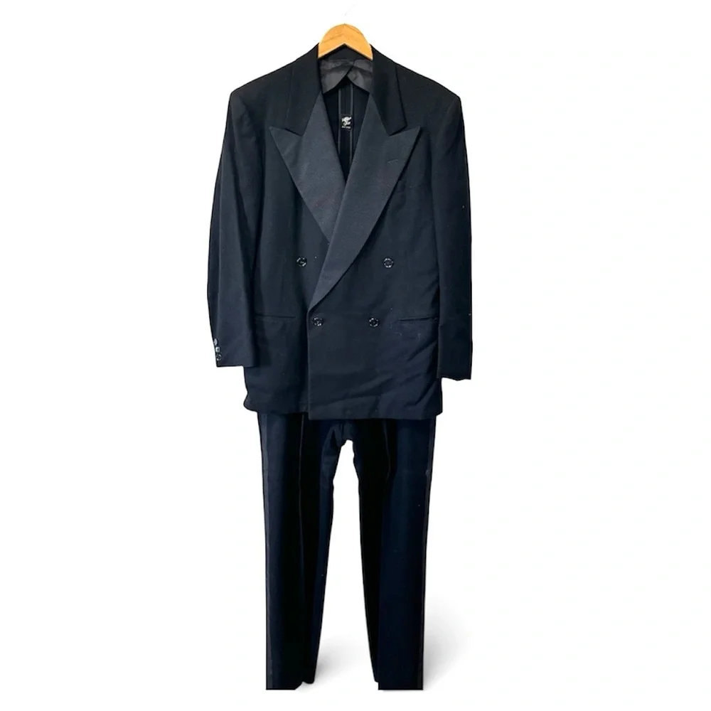Vintage After Six Rudofker Wool Tuxedo Double Breasted Suit 1950s Mens 42‎ 44 33
