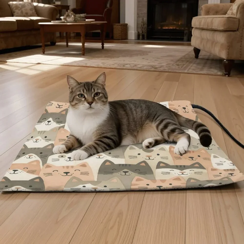Cat Heating Pad - Warm Pet Bed Mat for Indoor Cats, Electric Heated Blanket