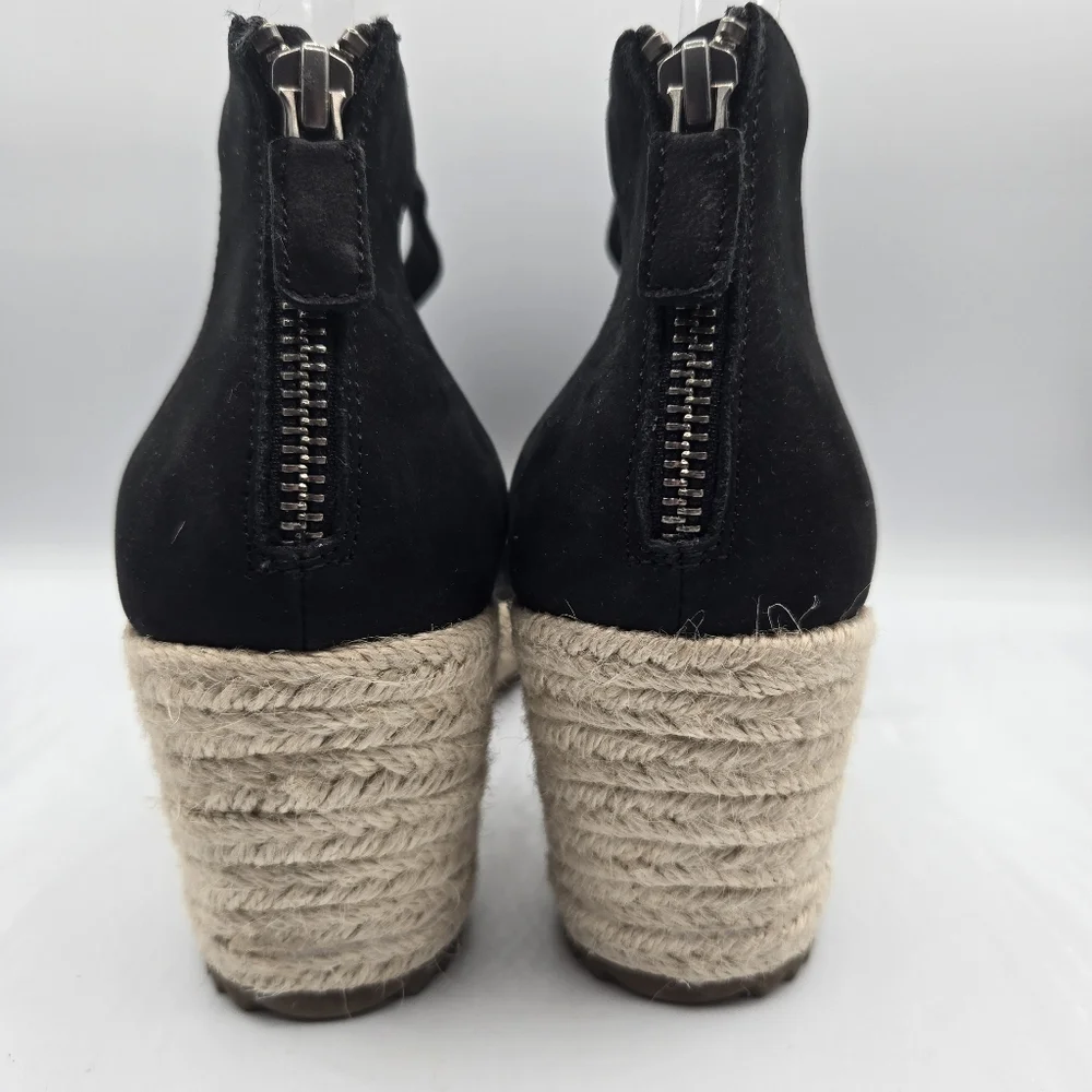 EILEEN FISHER Wanda Tumbled Nubuck Leather Espadrille Wedge Zip Back SAndal