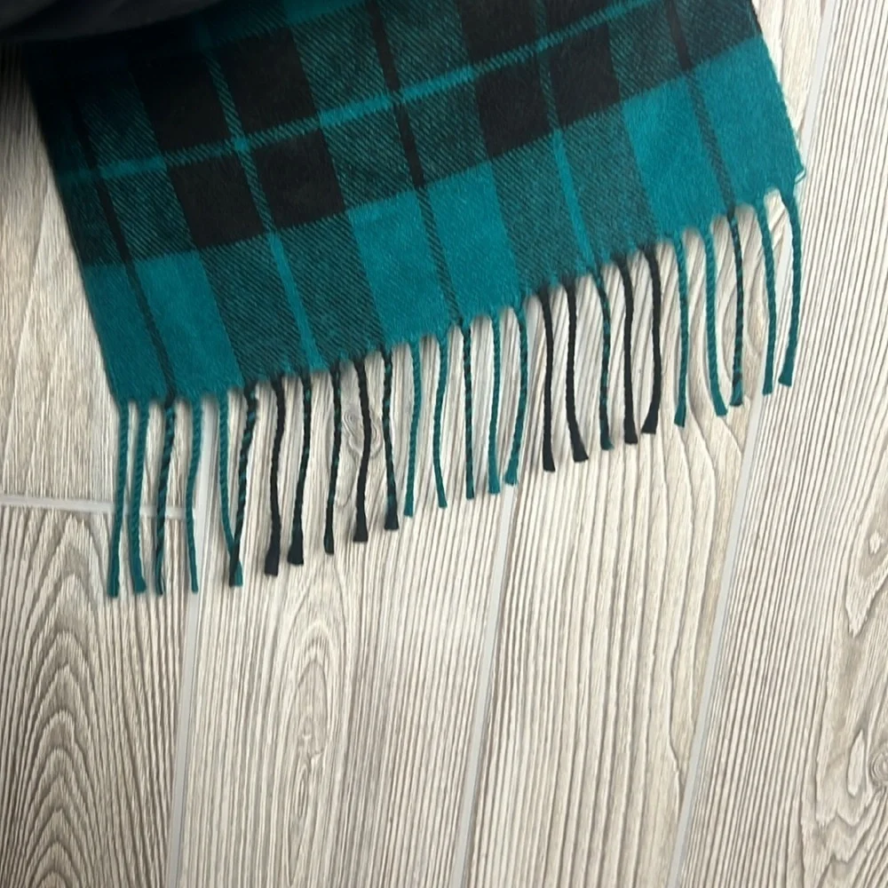 Christian Dior Monsieur Scarf Green Plaid Print Raw Edges Vintage