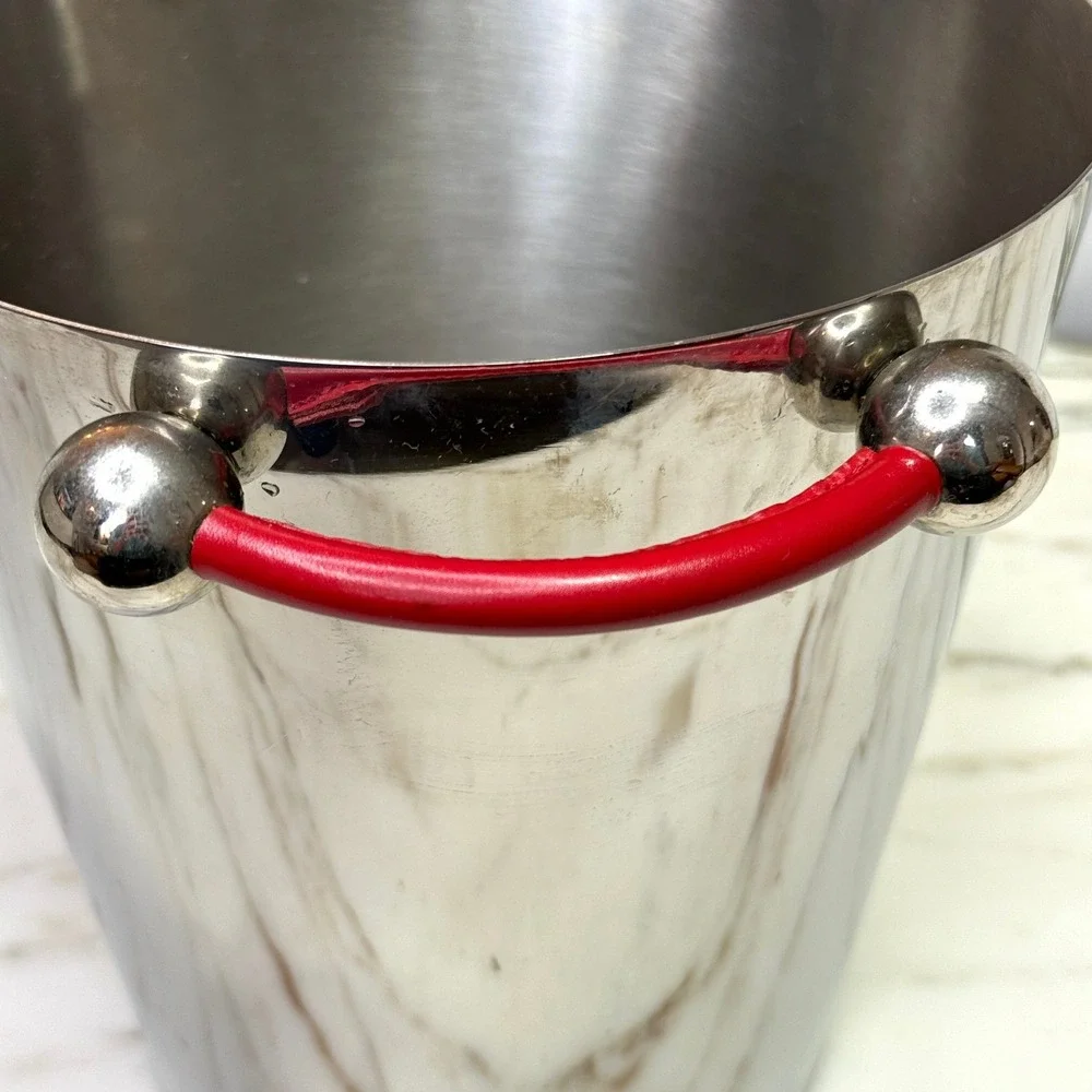 Waterford Marquis Champagne Bucket Stainless Steel Red Handles