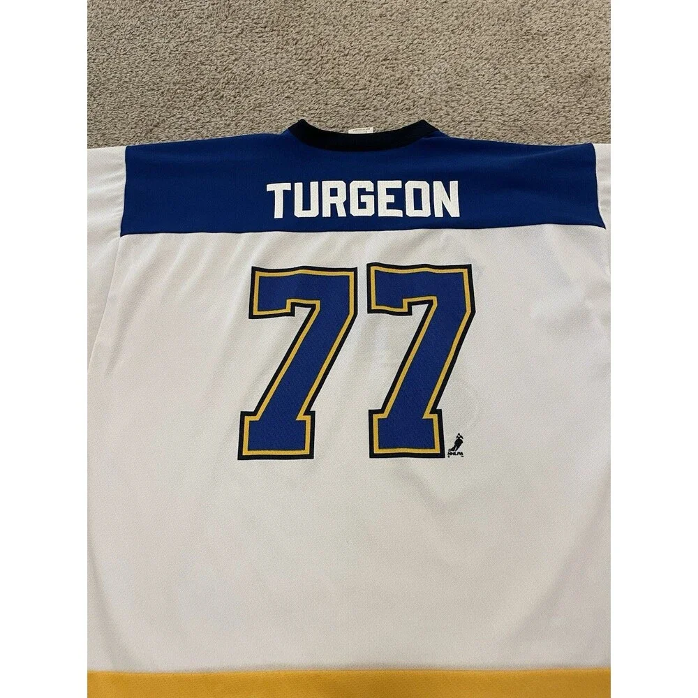 Vintage LOGO ATHLETICS TURGEON St Louis Blues Hockey Jersey NHL Men's XLarge