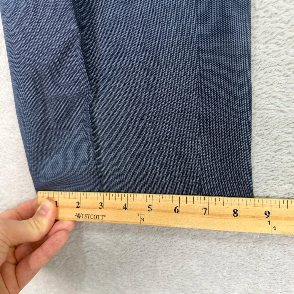Hugo Boss Mens 33x31 Dress Pants Blue Virgin Wool Flat Front Straight Leg Casual